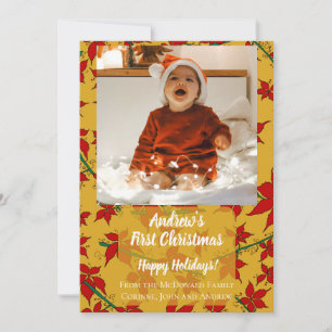 Weihnachtskarte floral gold erstes Weihnachten des Einladung