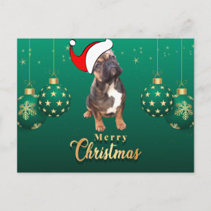 Weihnachtskarte französische Bulldoggen Christmas  Postkarte