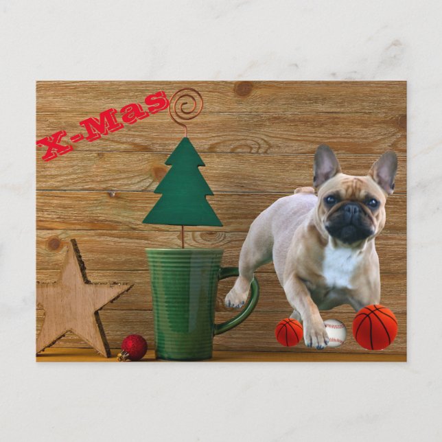 Weihnachtskarte französische Bulldoggen Christmas  Postkarte (Vorderseite)