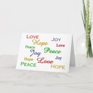 Weihnachtskarte Frieden, Liebe, Freude, Hoffnung Feiertagskarte