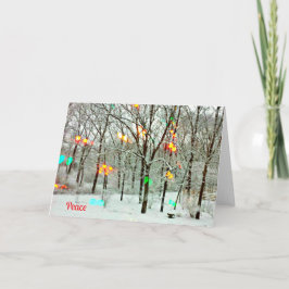 Weihnachtskarte Frieden mit Weihnachtsbeleuchtung Feiertagskarte