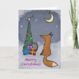 Weihnachtskarte, Fuchs und Freunde, mit Ihrem Foto Feiertagskarte
