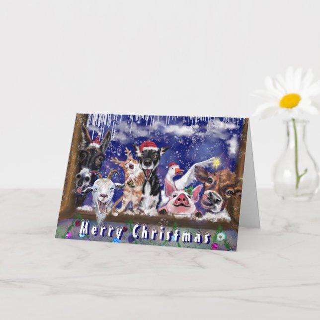 Weihnachtskarte Funny Animal Party Happy Farm Karte (Kleine Pflanze)