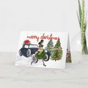 Weihnachtskarte für afroamerikanische Frau Karte