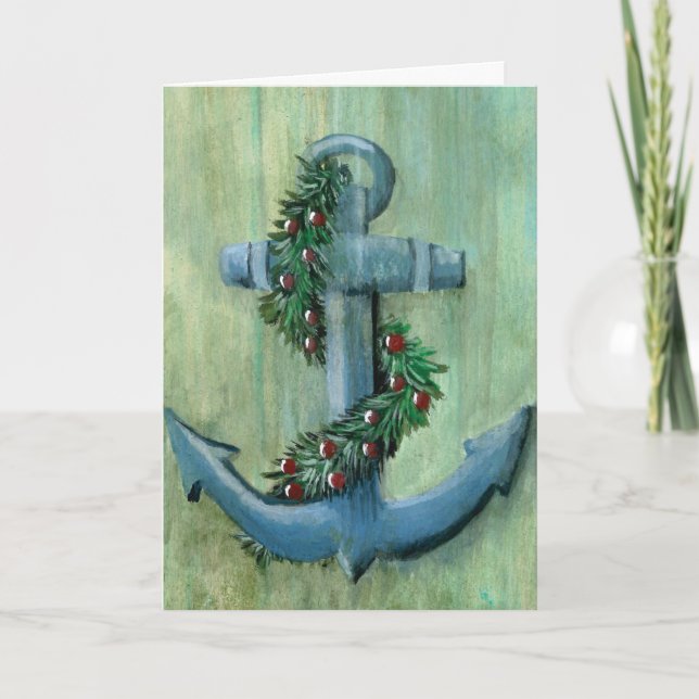 Weihnachtskarte für Anker und Garland Feiertagskarte (Vorderseite)