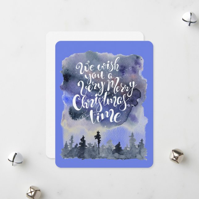 Weihnachtskarte für Aquarellen Feiertagskarte (Vorderseite/Rückseite Beispiel)