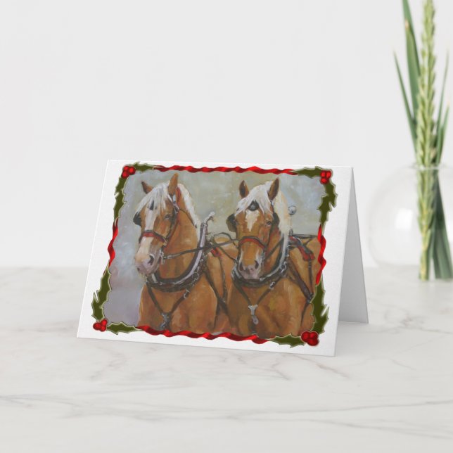 Weihnachtskarte für das belgische Pferd Feiertagskarte (Vorderseite)