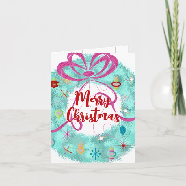 Weihnachtskarte für den aquamarinen Kranz Karte (Vorderseite)