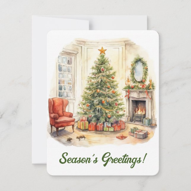 Weihnachtskarte für den Aquarell Feiertagskarte (Vorderseite)