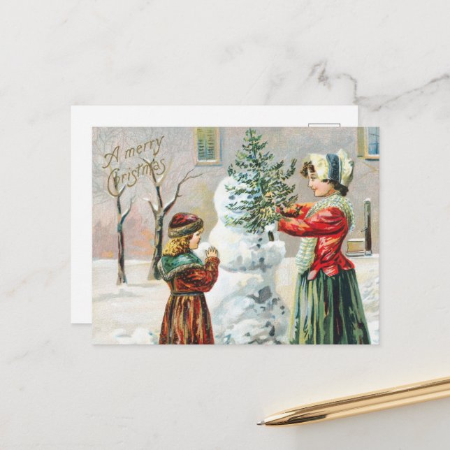 Weihnachtskarte für den Weihnachtsalter: Zeitloser Feiertagspostkarte (Vorderseite/Rückseite Beispiel)