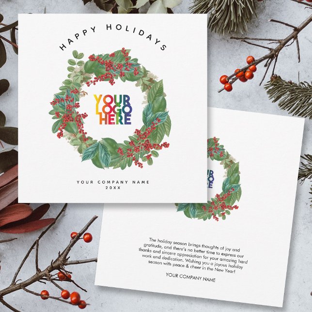 Weihnachtskarte für den Weihnachtskartentag (Holiday Wreath Business Logo Christmas Card)