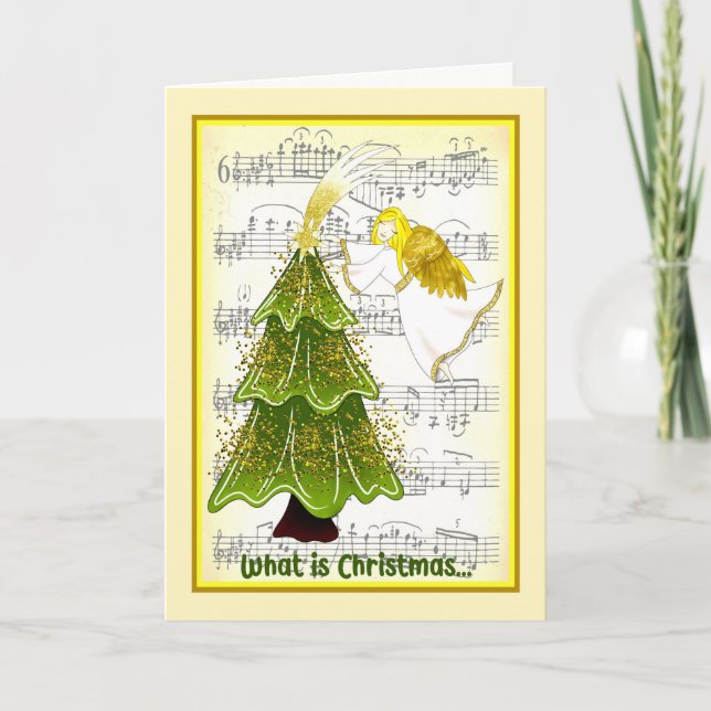 Weihnachtskarte für die Ehefrau mit Angel & Tree Karte (Vorderseite)