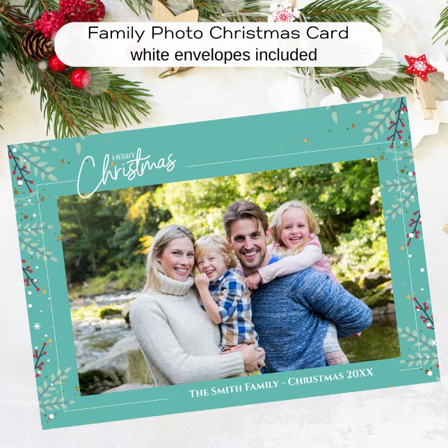 Weihnachtskarte für Familien-Foto Weihnachtsferien Feiertagskarte (Von Creator hochgeladen)