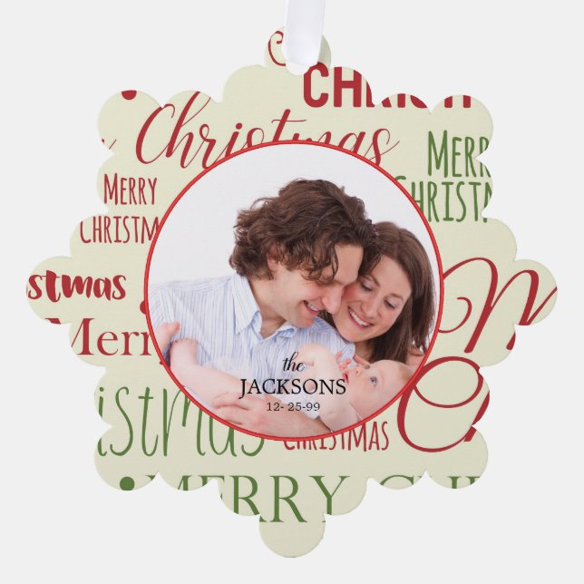 Weihnachtskarte für Familienpapier Ornament Karte (Vorderseite)