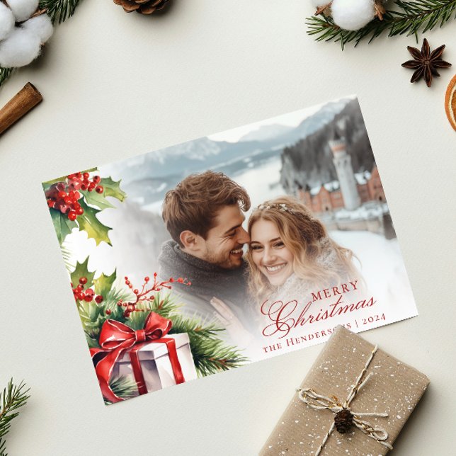 Weihnachtskarte für festes Foto und Familienname Einladung (Von Creator hochgeladen)