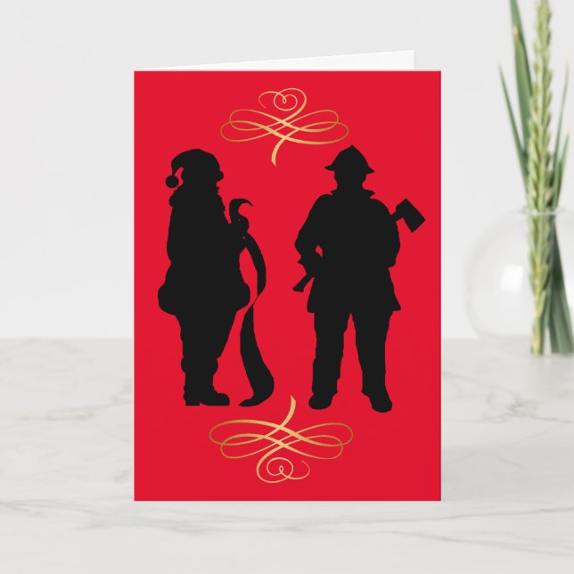 Weihnachtskarte für Feuerwehrleute und Weihnachtsm Karte (Vorderseite)