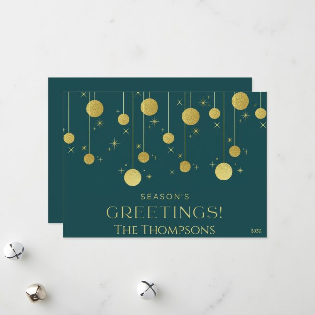 Weihnachtskarte für Grüne und Gold Feiertagskarte (Vorderseite/Rückseite Beispiel)
