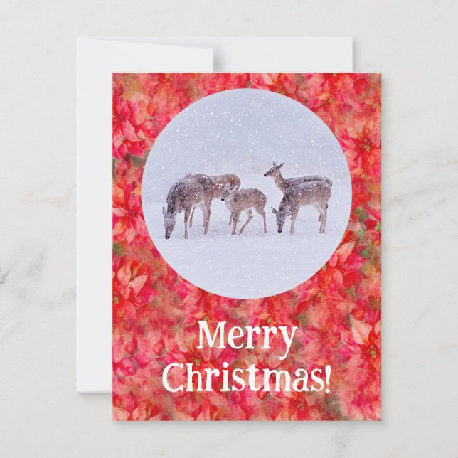 Weihnachtskarte für Hirschschschnee und Rote Poins Mitteilungskarte (Vorderseite)