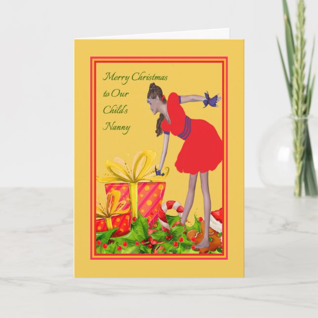 Weihnachtskarte für Kindermädchen Feiertagskarte (Vorderseite)