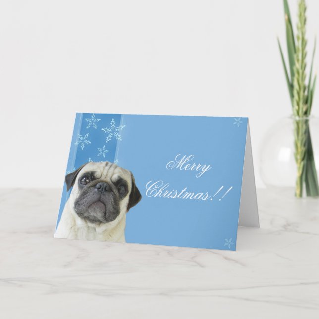 Weihnachtskarte für Mops Feiertagskarte (Vorderseite)