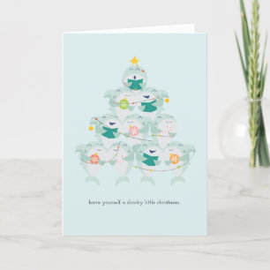 Weihnachtskarte für niedlichen Hai Feiertagskarte
