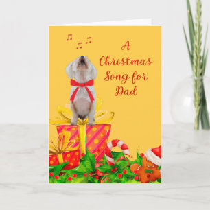 Weihnachtskarte für Papa weißer Hund singt Karte