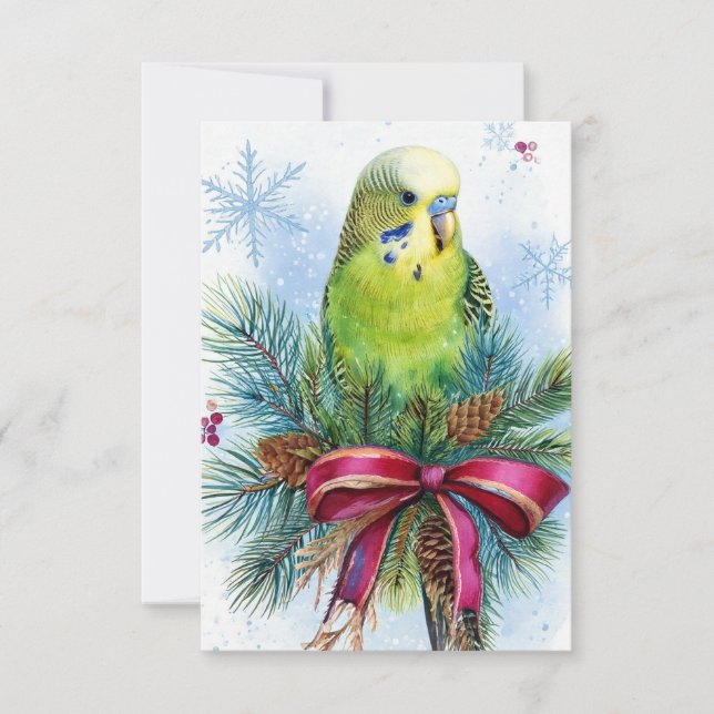 Weihnachtskarte für Parakeet und Weihnachtsfeierta Dankeskarte (Vorderseite)