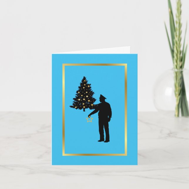 Weihnachtskarte für Polizist und Silhouette Karte (Vorderseite)