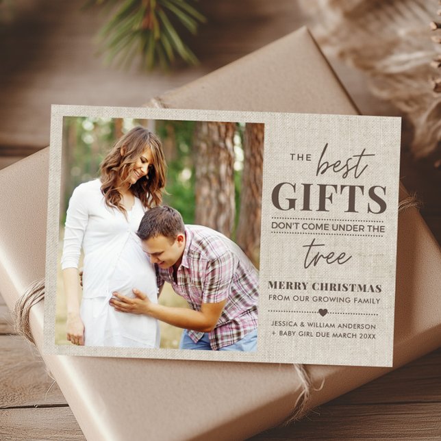 Weihnachtskarte für rustikale Schwangerschaft Feiertagskarte (Rustic Pregnancy Announcement Christmas Card)