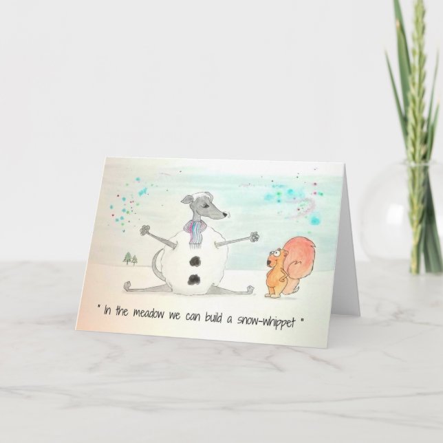 Weihnachtskarte für Snow-Whippet Feiertagskarte (Vorderseite)