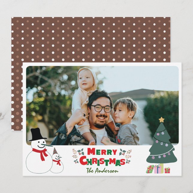 Weihnachtskarte für Snowman Feiertagskarte (Vorne/Hinten)