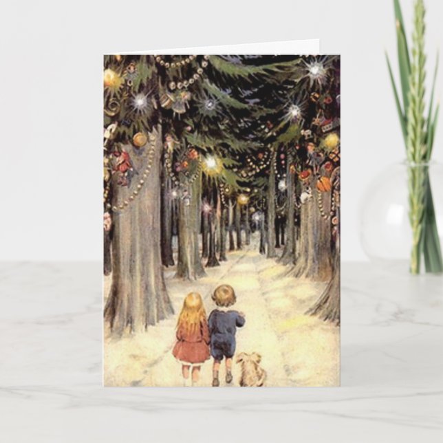 Weihnachtskarte für Vintage - allgemeine Version Feiertagskarte (Vorderseite)