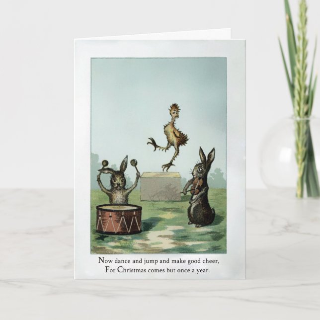 Weihnachtskarte für Vintage Tiere Feiertagskarte (Vorderseite)