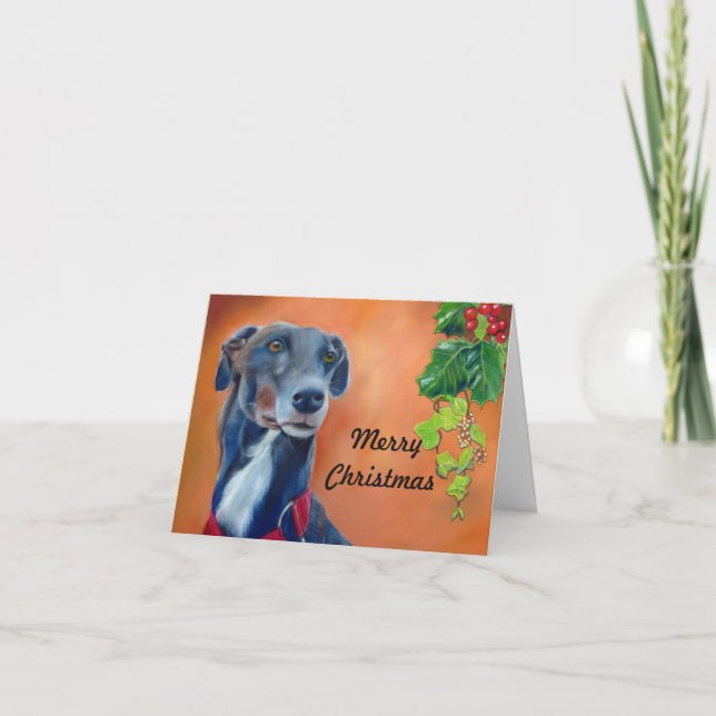 Weihnachtskarte für Windhunde (p335) Feiertagskarte (Vorderseite)