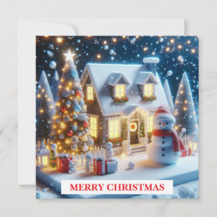 Weihnachtskarte Gemütliche Winter-Hütte Feiertagskarte