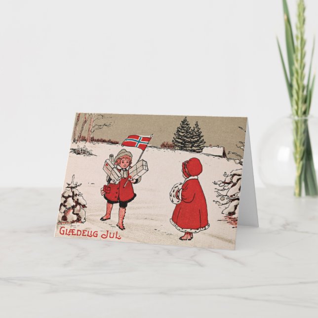 Weihnachtskarte | Glædelig Jul Norwegen Feiertagskarte (Vorderseite)