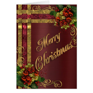 Weihnachtskarte Gold und Rot viktorianisch