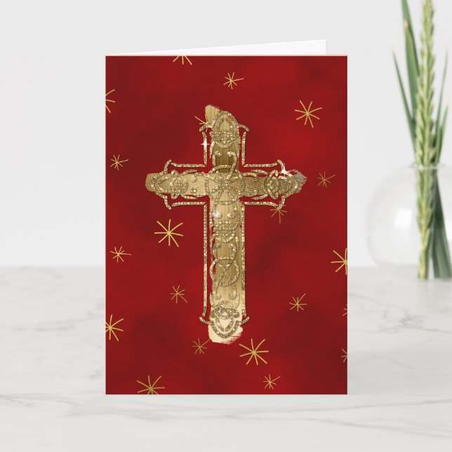 Weihnachtskarte Golden Cross Feiertagskarte (Vorderseite)