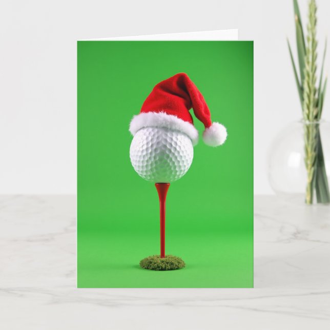 Weihnachtskarte Golfball mit Santa-Hut Karte (Vorderseite)