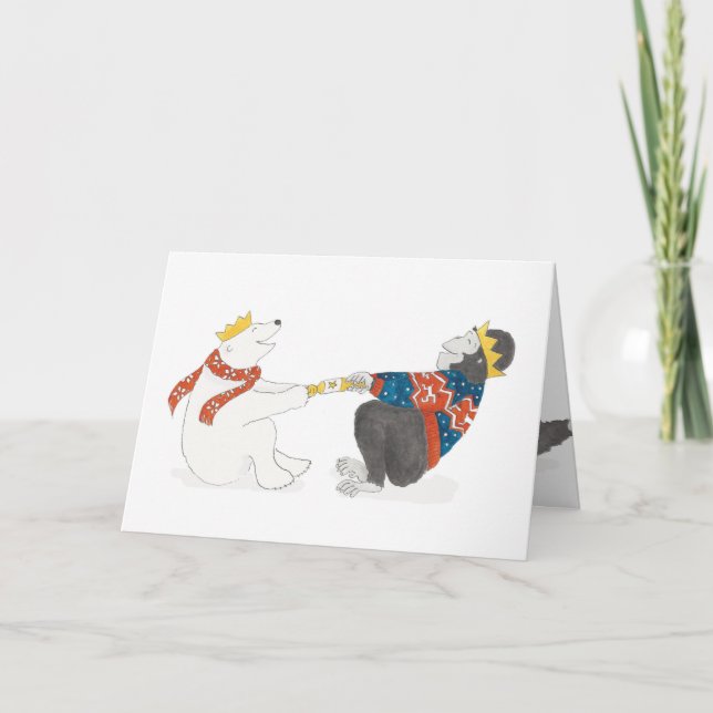 Weihnachtskarte Gorilla und Polar Bären Karte (Vorderseite)