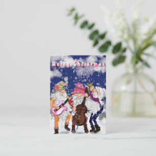 Weihnachtskarte Happy Gnomes Music Band Mitteilungskarte