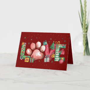 Weihnachtskarte Haustier Pfote Liebe Design Einladung
