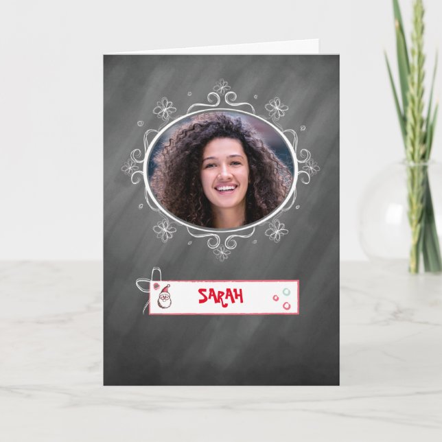 Weihnachtskarte im Foto, Chalkboard-Look, Anpassen Karte (Vorderseite)