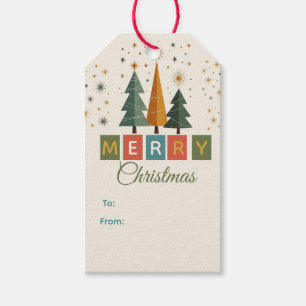Weihnachtskarte im Mid-Century-Modern-Stil Geschenkanhänger