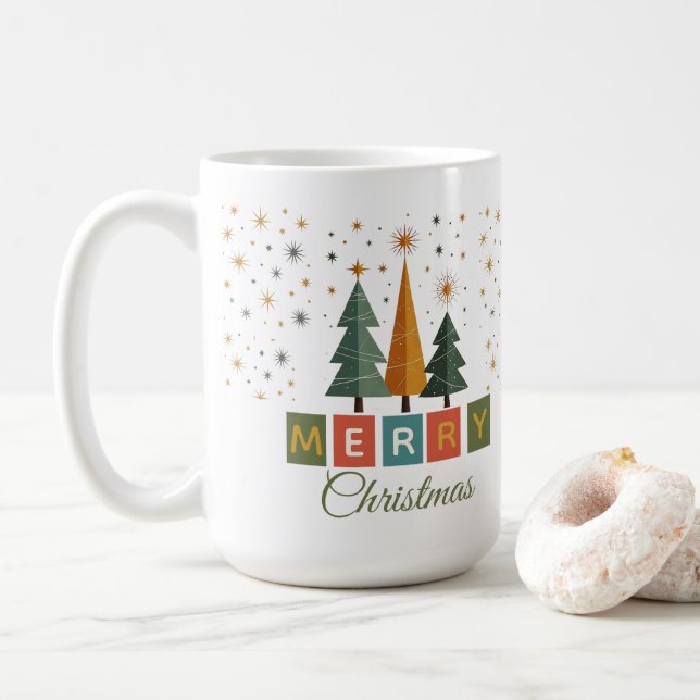 Weihnachtskarte im Stil der Mitte des 20. Jahrhund Kaffeetasse (Mit Donut)