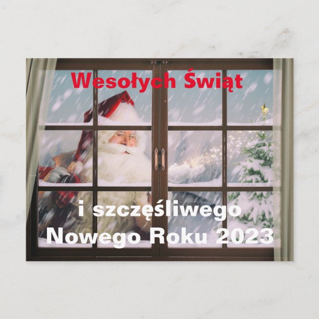 Weihnachtskarte ins polnische Wesołych Świąt Neuja Postkarte (Vorderseite)