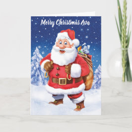 Weihnachtskarte Jolly Santa und Spielzeugsack Feiertagskarte