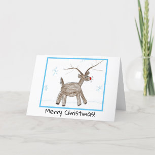Weihnachtskarte - Kinderkunst - Rudolph Feiertagskarte