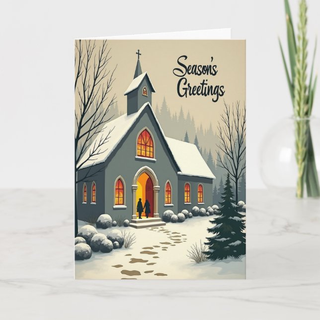 Weihnachtskarte Kirche im Schnee Karte (Vorderseite)