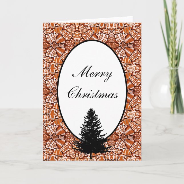Weihnachtskarte Lebkuchen/Bäume Feiertagskarte (Vorderseite)